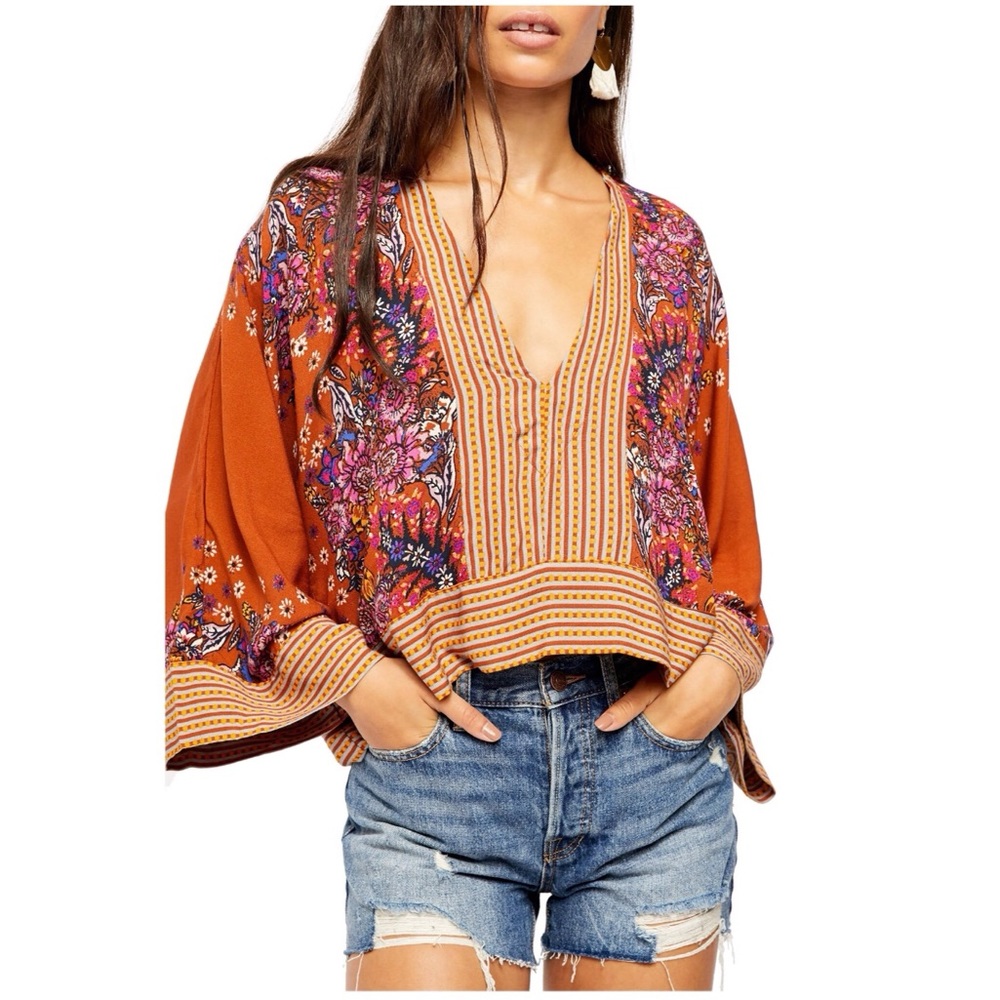 Free People Mix n Match Bell Sleeve Top size: S